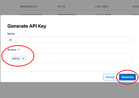 New API Key form