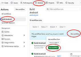 Run Build action Run Build action
