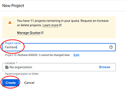 Create Google Project Create Google Project